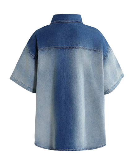 Kids atelier moustache Blue Gradient Denim Shirt