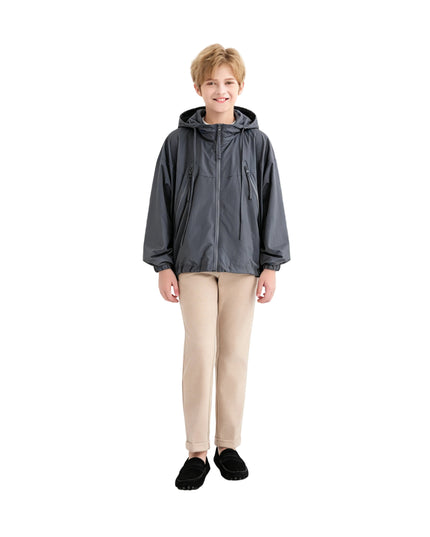 kids atelier moustache Dark Gray Hooded Windbreaker