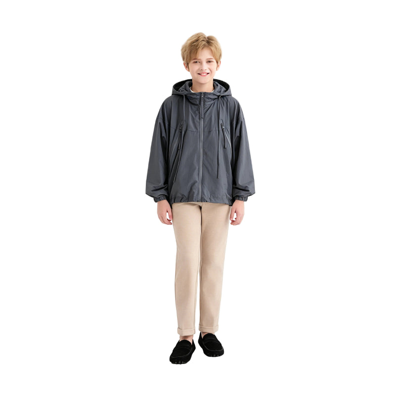 kids atelier moustache Dark Gray Hooded Windbreaker