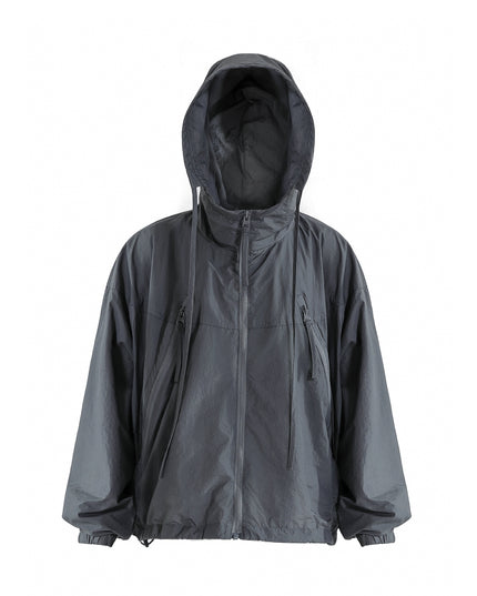 kids atelier moustache Dark Gray Hooded Windbreaker