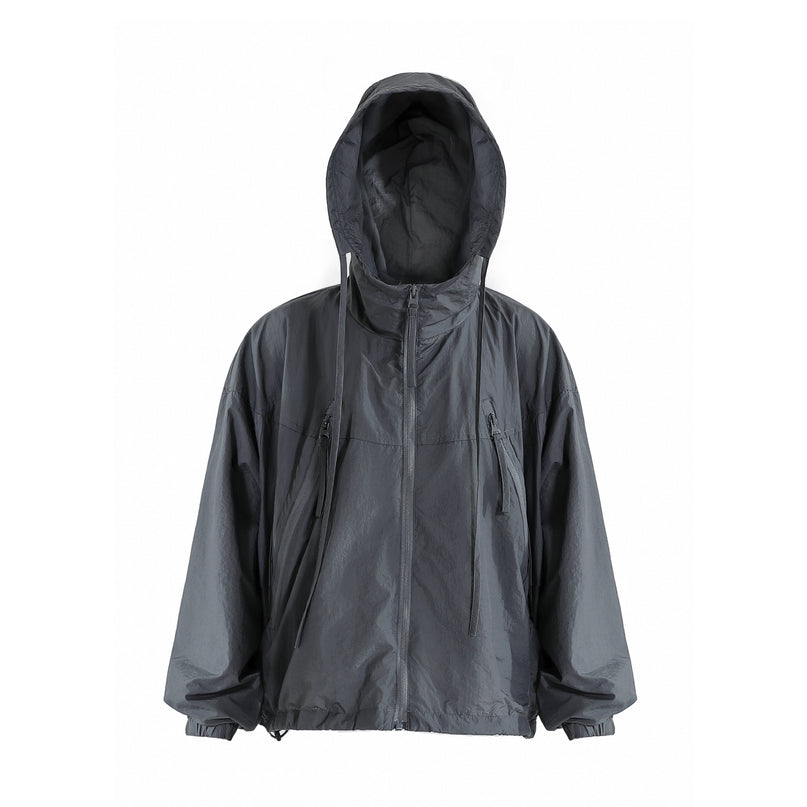 kids atelier moustache Dark Gray Hooded Windbreaker