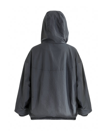 kids atelier moustache Dark Gray Hooded Windbreaker