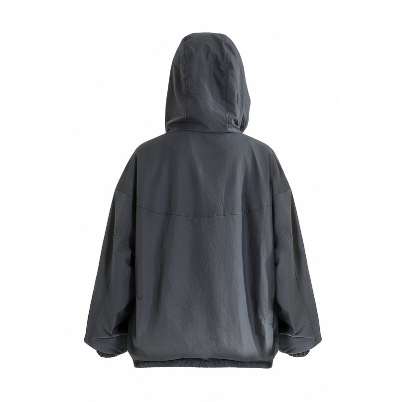kids atelier moustache Dark Gray Hooded Windbreaker