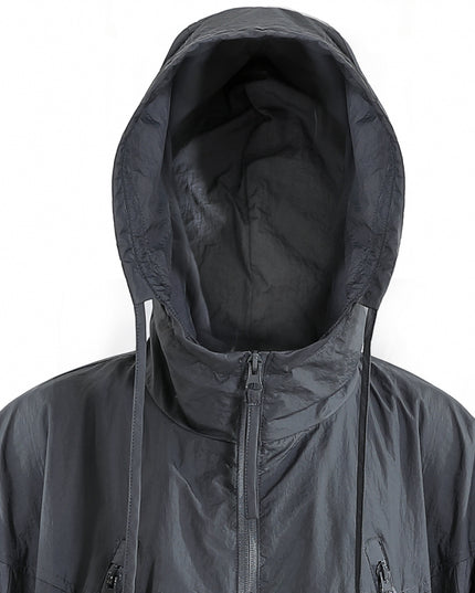 kids atelier moustache Dark Gray Hooded Windbreaker