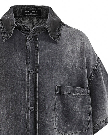 kids atelier moustache Dark Gray Denim Shirt