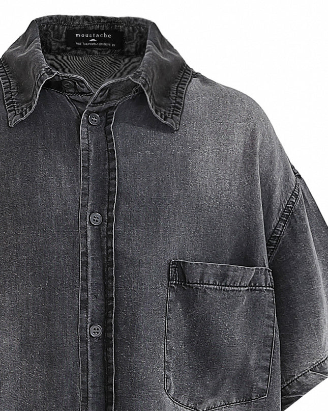 kids atelier moustache Dark Gray Denim Shirt