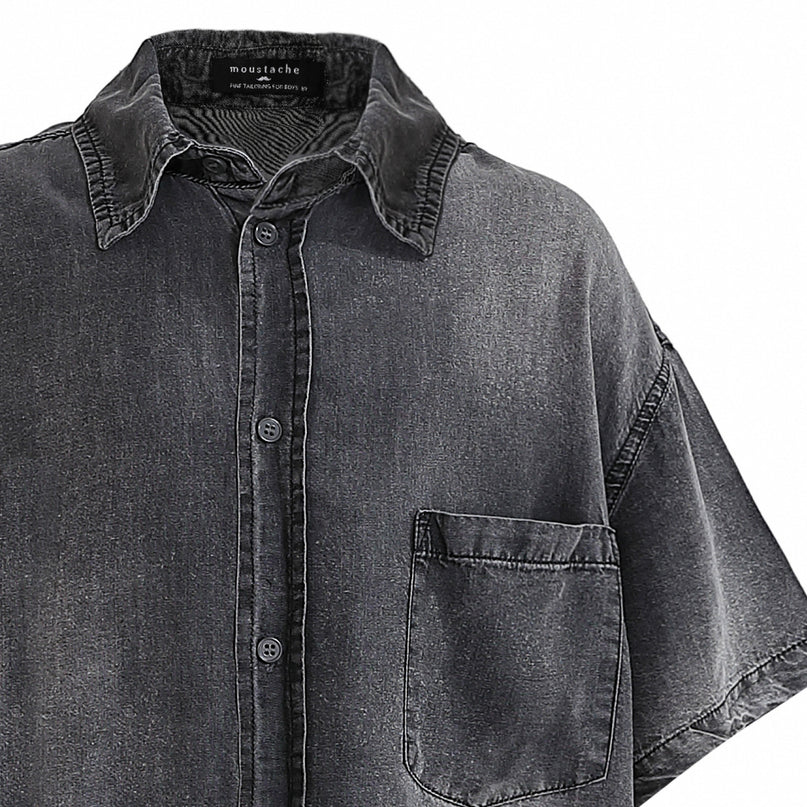 kids atelier moustache Dark Gray Denim Shirt