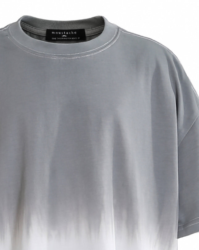 kids atelier moustache Gray to White Gradient T‑Shirt