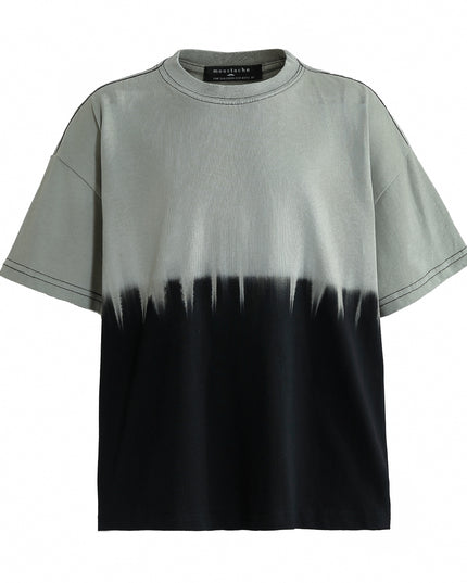 kids atelier moustache Gray to Black Dip‑Dye T‑Shirt