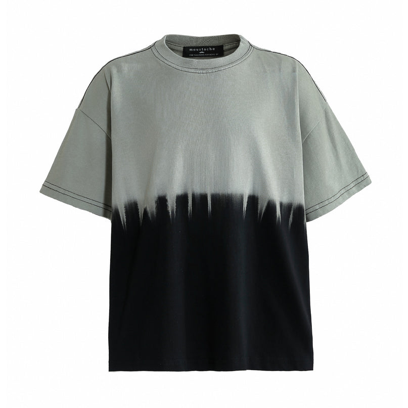 kids atelier moustache Gray to Black Dip‑Dye T‑Shirt