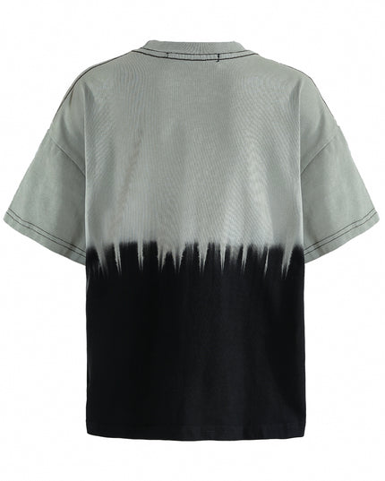 kids atelier moustache Gray to Black Dip‑Dye T‑Shirt