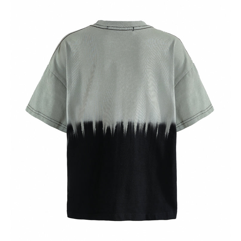 kids atelier moustache Gray to Black Dip‑Dye T‑Shirt