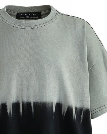 kids atelier moustache Gray to Black Dip‑Dye T‑Shirt