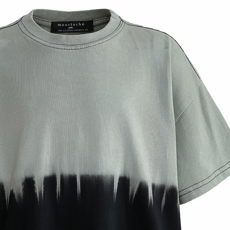 kids atelier moustache Gray to Black Dip‑Dye T‑Shirt