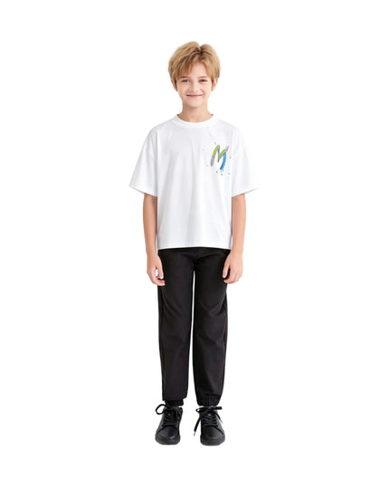 kids atelier moustache White Oversized Graphic T‑Shirt