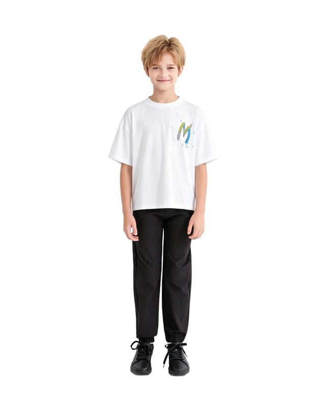 kids atelier moustache White Oversized Graphic T‑Shirt