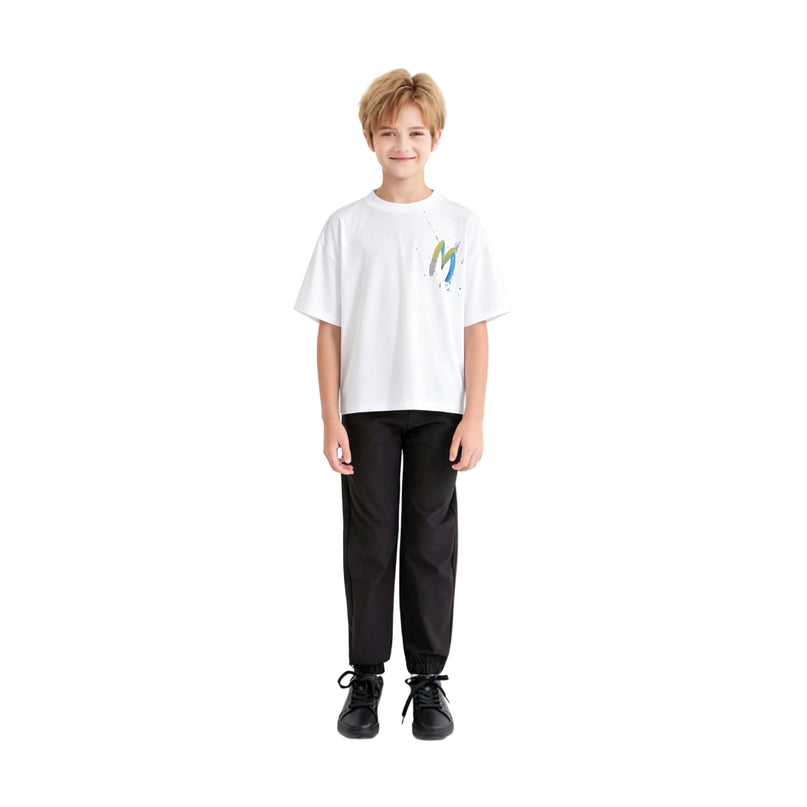 kids atelier moustache White Oversized Graphic T‑Shirt