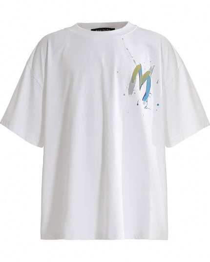 kids atelier moustache White Oversized Graphic T‑Shirt