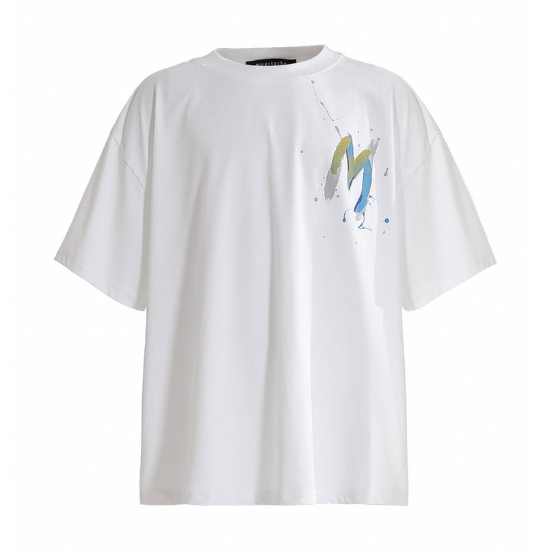 kids atelier moustache White Oversized Graphic T‑Shirt