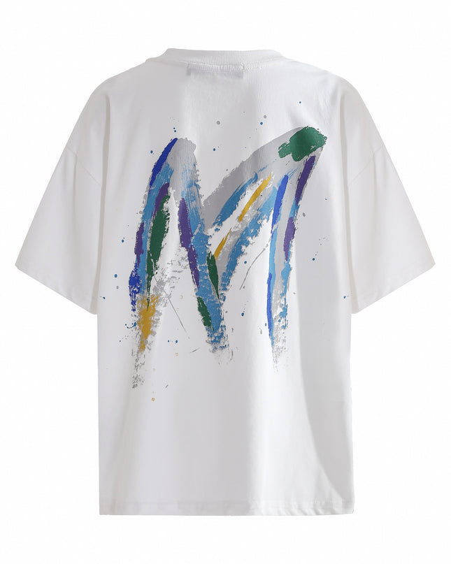 kids atelier moustache White Oversized Graphic T‑Shirt