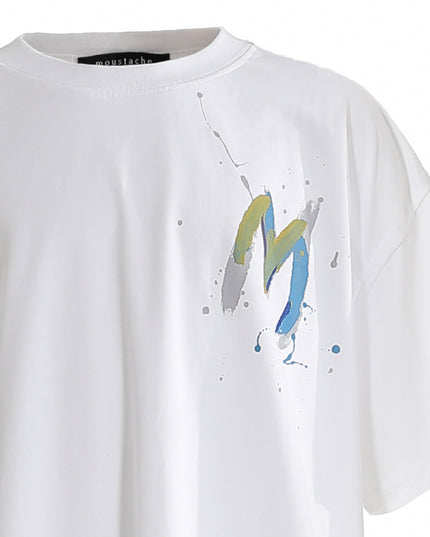 kids atelier moustache White Oversized Graphic T‑Shirt