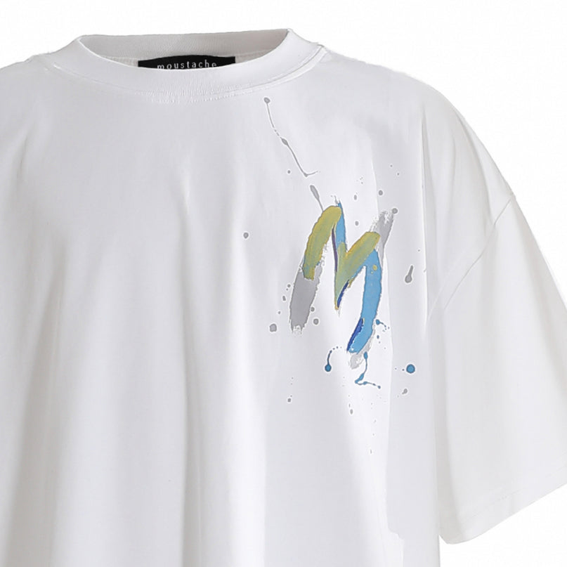 kids atelier moustache White Oversized Graphic T‑Shirt