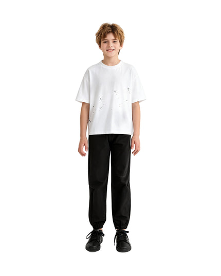 kids atelier moustache White Oversized Splatter T‑Shirt