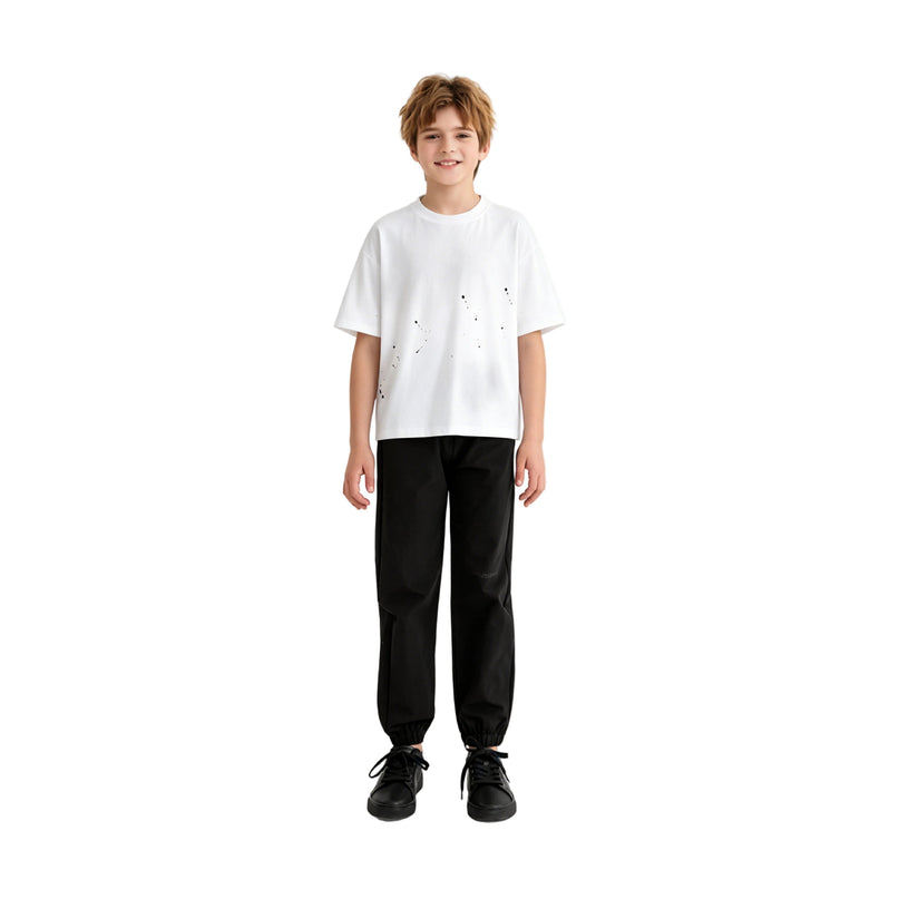 kids atelier moustache White Oversized Splatter T‑Shirt
