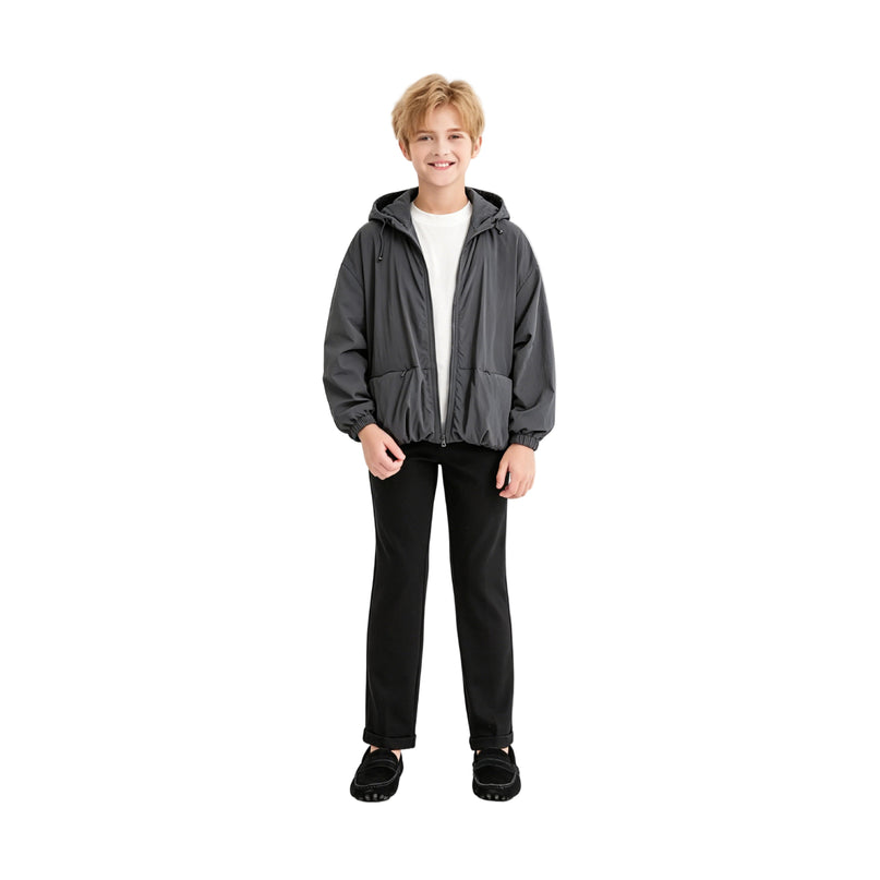 kids atelier moustache Black Hooded Jacket