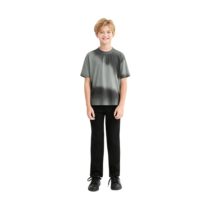 kids atelier moustache Gray Gradient Tie‑Dye T‑Shirt