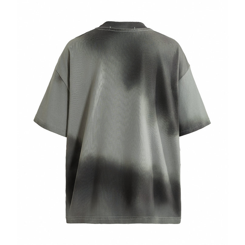 kids atelier moustache Gray Gradient Tie‑Dye T‑Shirt