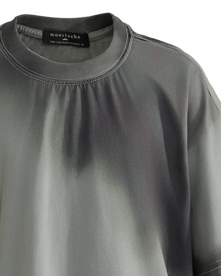 kids atelier moustache Gray Gradient Tie‑Dye T‑Shirt
