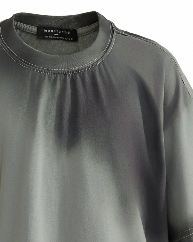 kids atelier moustache Gray Gradient Tie‑Dye T‑Shirt