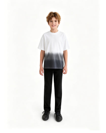kids atelier moustache White to Gray Gradient T‑Shirt