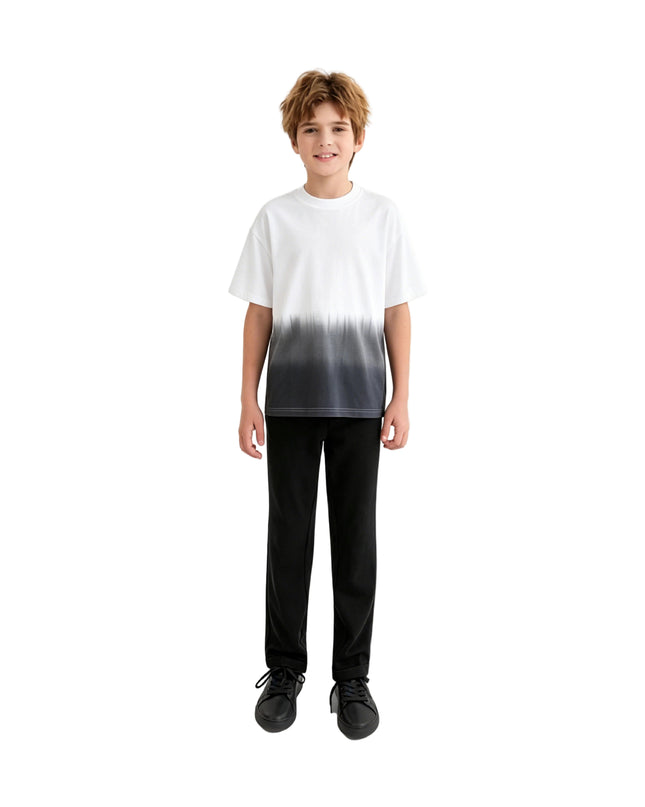 kids atelier moustache White to Gray Gradient T‑Shirt