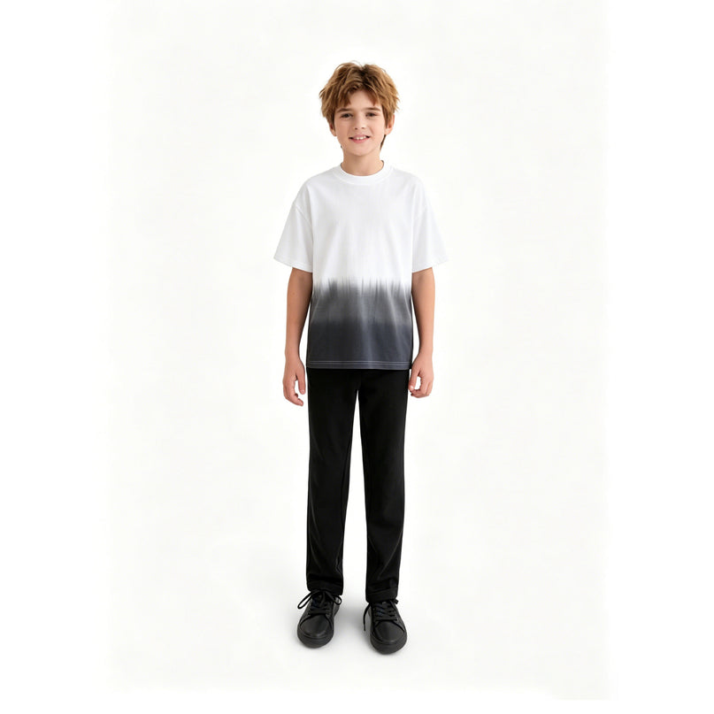 kids atelier moustache White to Gray Gradient T‑Shirt