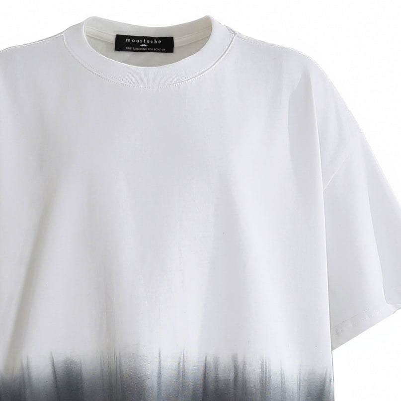 kids atelier moustache White to Gray Gradient T‑Shirt