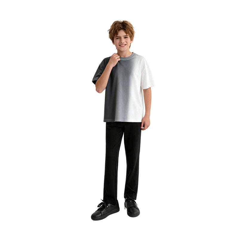 kids atelier moustache Black to White Gradient T‑Shirt
