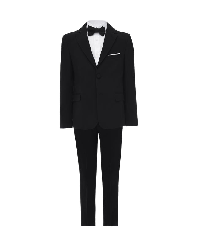 kids atelier moustache Black Single-Breasted Satin-Lapel Suit Set  