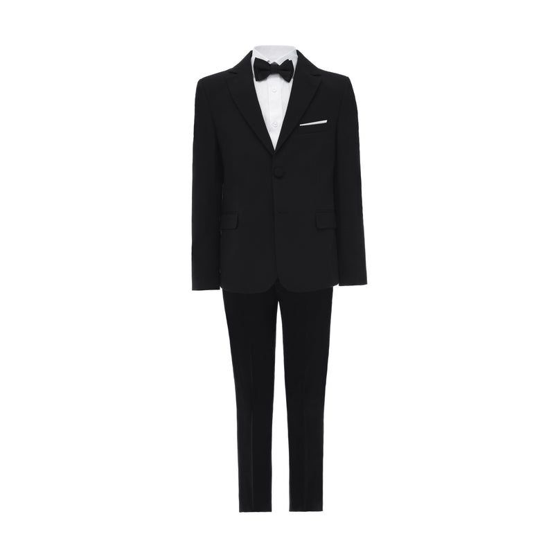 kids atelier moustache Black Single-Breasted Satin-Lapel Suit Set  