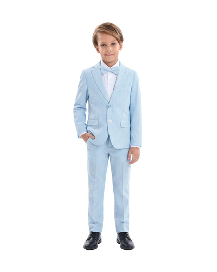 kids atelier moustache Light Blue Striped Suit Set