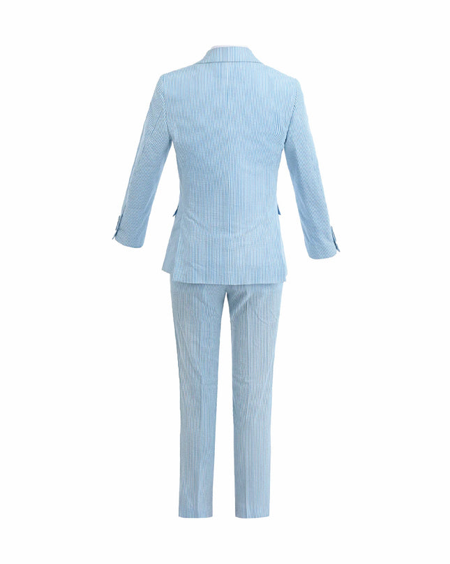 kids atelier moustache Light Blue Striped Suit Set