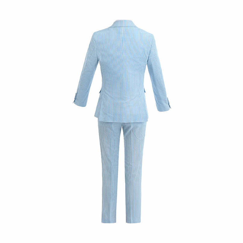 kids atelier moustache Light Blue Striped Suit Set