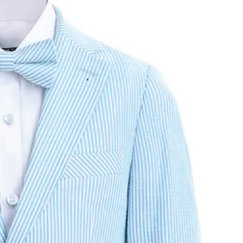 kids atelier moustache Light Blue Striped Suit Set