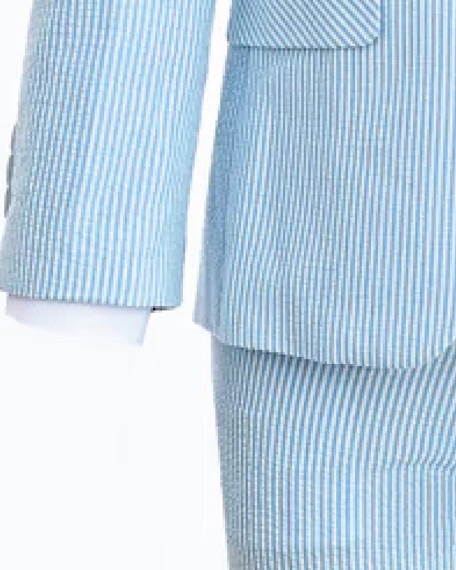 kids atelier moustache Light Blue Striped Suit Set