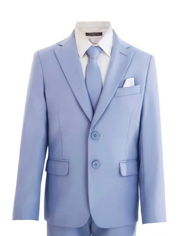 kids atelier moustache Light Blue Four-Piece Tailored Suit Set