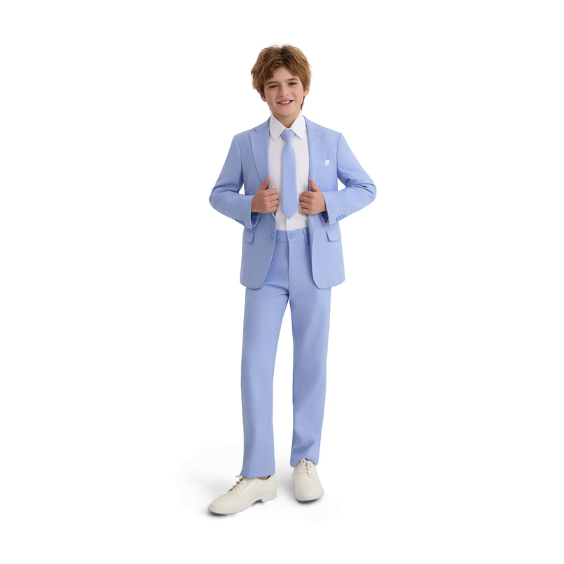 kids atelier moustache Light Blue Four-Piece Tailored Suit Set