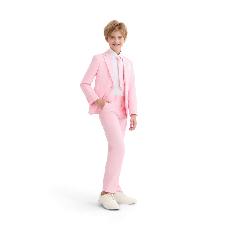 kids atelier moustache Pink Four-Piece Tailored Suit Set