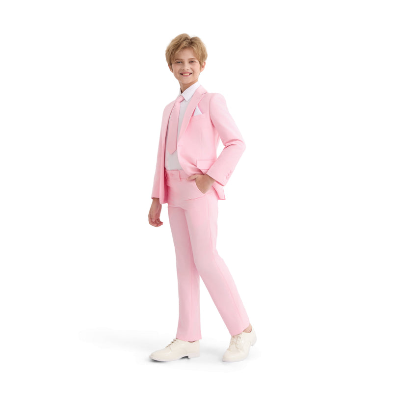 kids atelier moustache Pink Four-Piece Tailored Suit Set