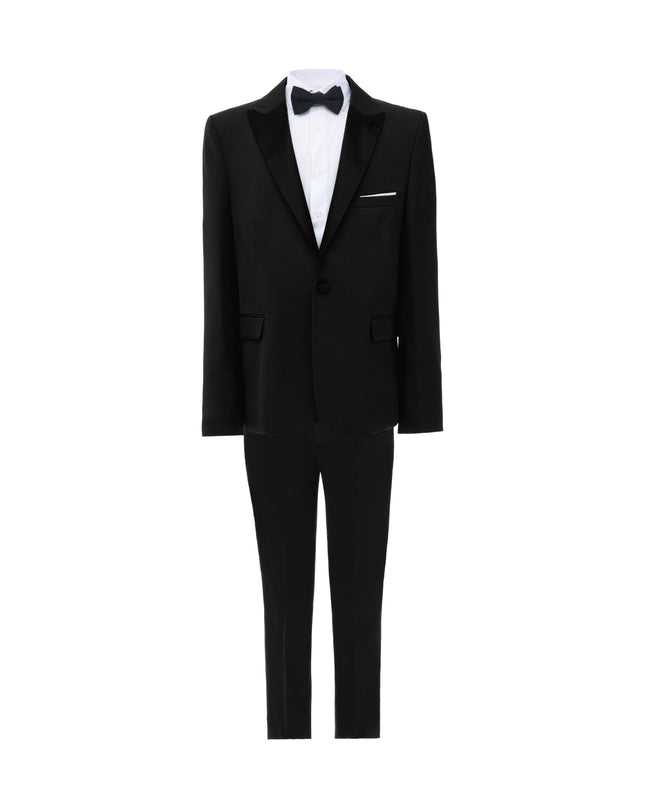 kids atelier moustache Black Satin-Lapel Formal Suit Set